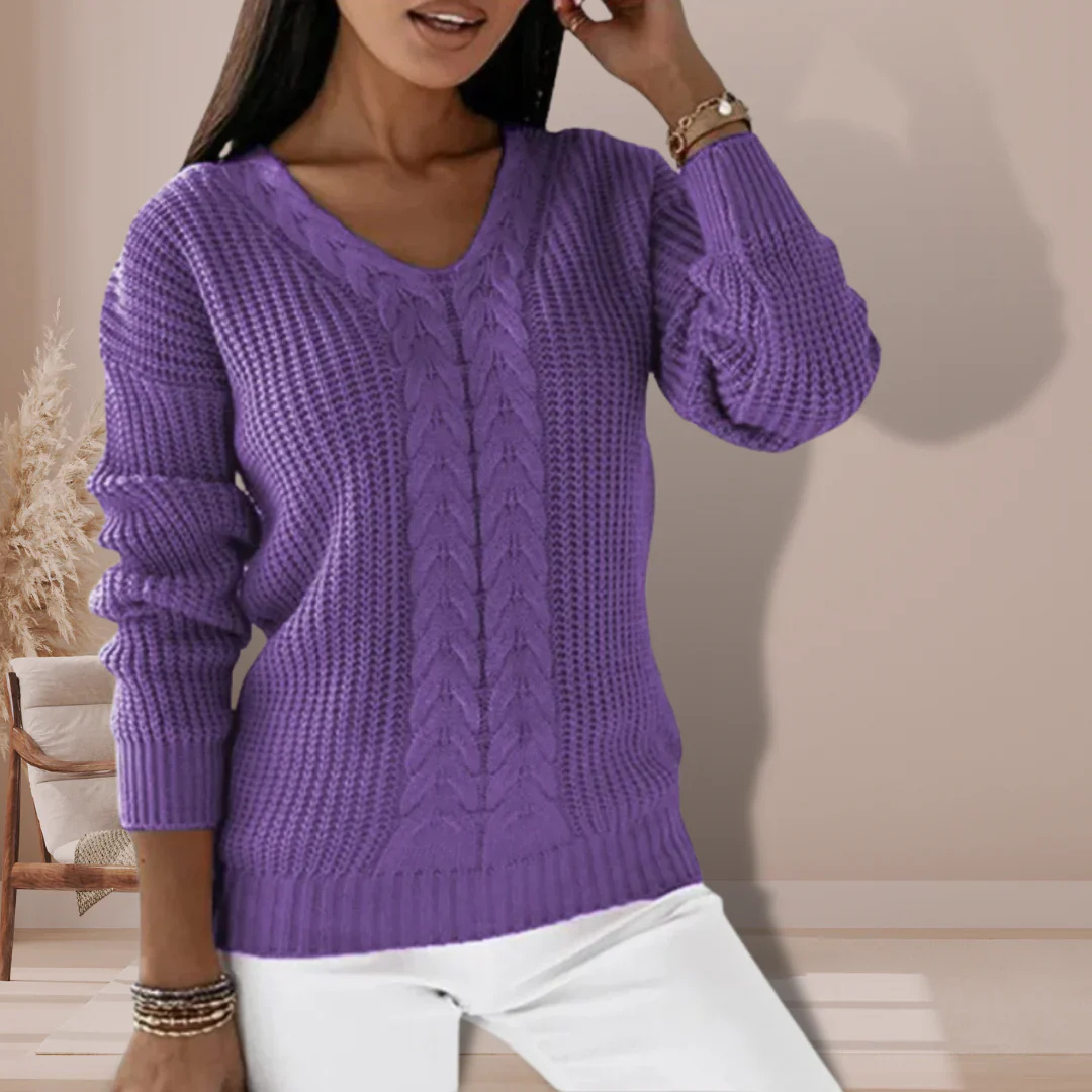 Cozy Cable Knit V-Neck Sweater