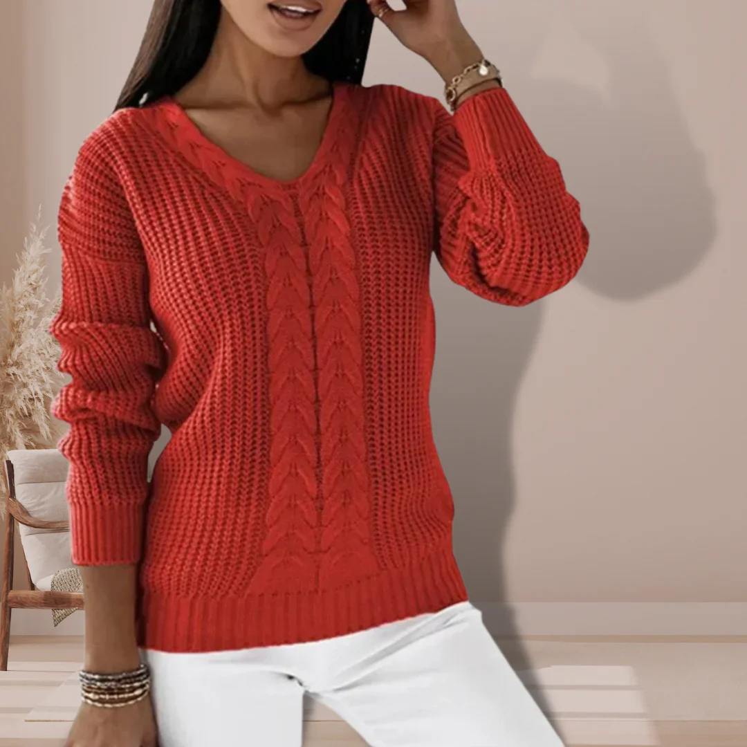 Cozy Cable Knit V-Neck Sweater