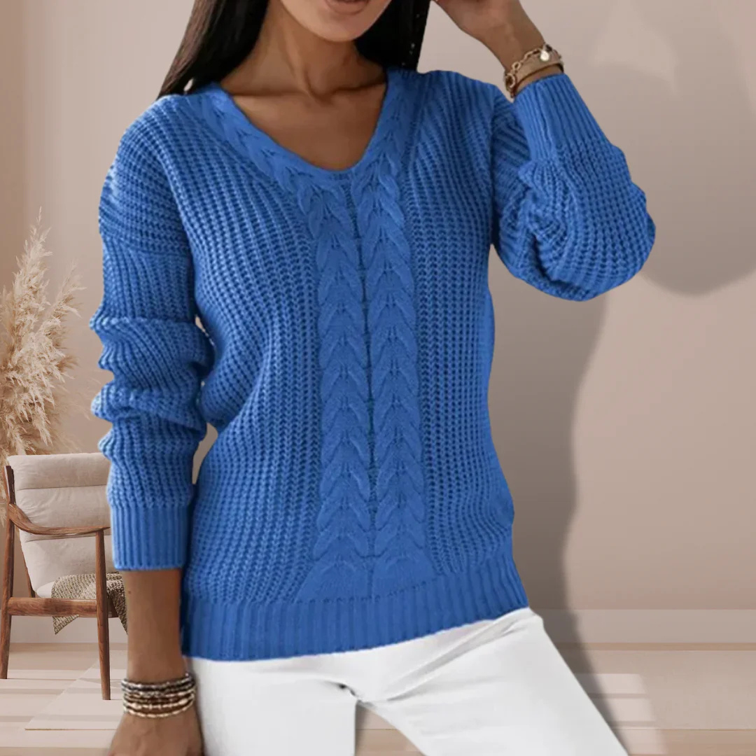 Cozy Cable Knit V-Neck Sweater