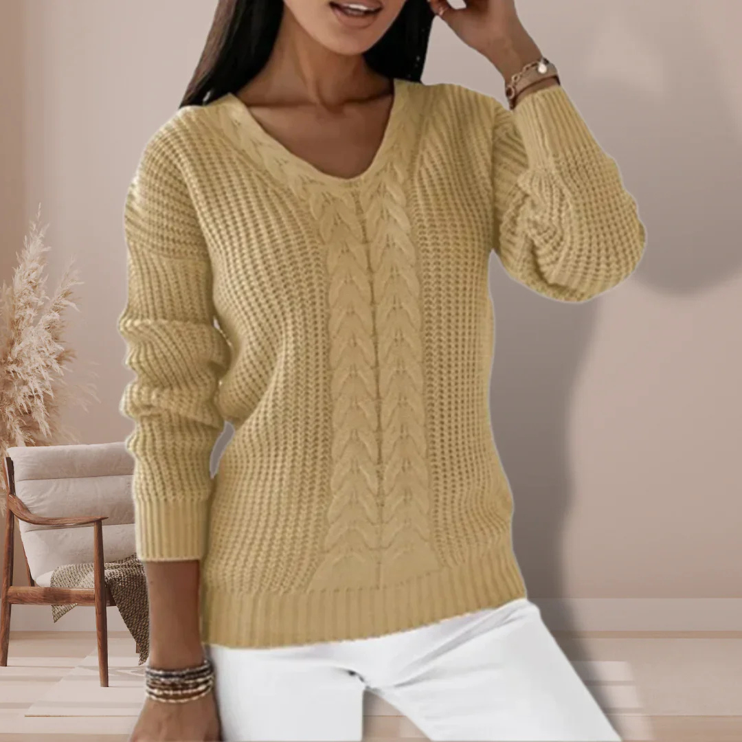 Cozy Cable Knit V-Neck Sweater