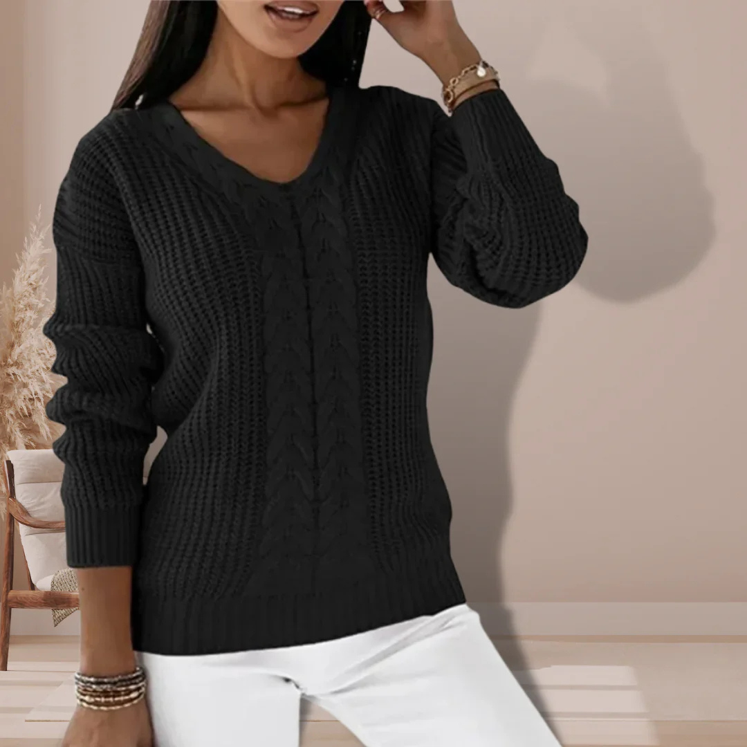 Cozy Cable Knit V-Neck Sweater