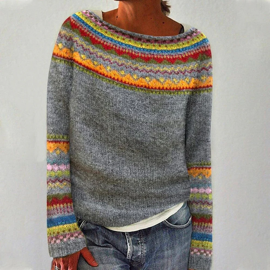 Alicia Sweater | Colorful Fair Isle Knit Pullover - Nore & Co